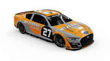 a nascar race car with the number 27 on the side is on a white background .