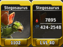 a stegosaurus with 1102 and lvl40 written on it