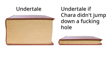 undertale if chara did n't jump down a fucking hole is written on a white background