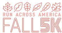 the logo for the run across america fall 5k is red