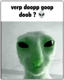 a picture of a green alien with the words verp doopp goop doob written above it