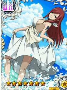 a fairy tail card shows a girl in a white dress