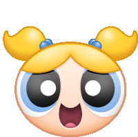 bubbles from the powerpuff girls with a surprised expression on her face