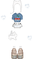 a pixel art drawing of a girl 's outfit with a bunny and hearts