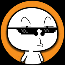 a cartoon character wearing a pair of sunglasses with the letter b on them