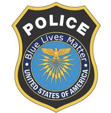 a united states of america police badge with an eagle and lightning bolts