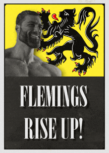 a poster that says flemings rise up with a bearded man