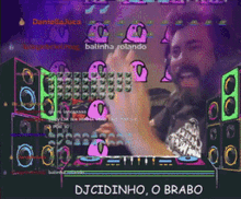 a man playing a video game with the words djcidinho o brabo written below him