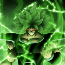 a cartoon character with green hair is surrounded by lightning