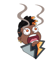 a cartoon of a man with smoke coming out of his head