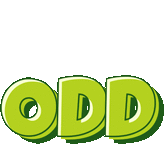 a green odd logo with a shadow on a white background