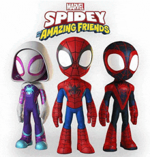 three spider-man figures from the marvel spidey amazing friends