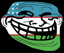 a drawing of a troll face with a flag on it