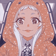 a close up of a girl wearing a hoodie and a tie