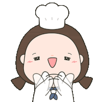 a cartoon drawing of a girl wearing a chef hat