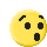 a pixel art of a smiley face with black squares on it