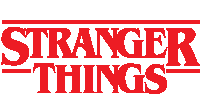 the logo for stranger things is shown in red on a white background