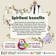 a poster that says spiritual benefits with a picture of a man