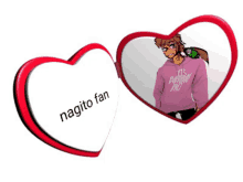 a heart shaped mirror with a picture of a man in a pink hoodie that says it 's a person girl