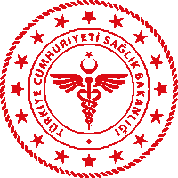 a red circle with a caduceus in the center and the words turkiye cumhuriyet