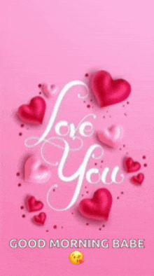 a pink background with hearts and the words love you on it