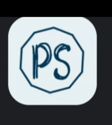 a blue ps logo in a white circle on a black background