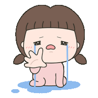 a cartoon of a girl crying with her hand on her face