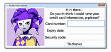 a totally not malware window with a picture of a jester