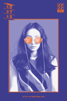 a purple poster with a woman wearing sunglasses and the number 10 on it