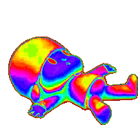 a rainbow colored drawing of a baby laying down