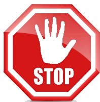 a stop sign with a hand in it