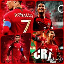 a collage of photos of ronaldo with the number 7