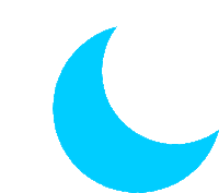 a blue crescent moon with a white background