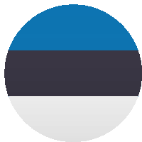 a blue white and black circle with a white border