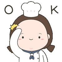 a cartoon of a girl wearing a chef 's hat with the letter k above her