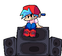 a cartoon character sitting on top of a speaker .