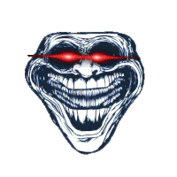 a drawing of a troll with red eyes