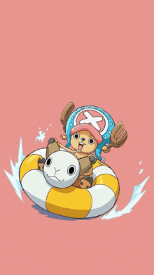 a cartoon of tony tony chopper riding on a float