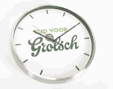 a clock with grolsch written on it