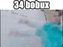 a blurry picture of a person with 34 bobux written on the top