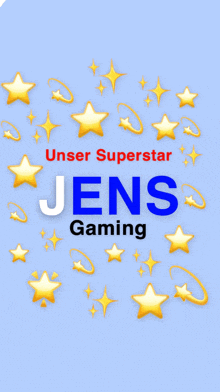 a logo for jens gaming with a blue background