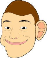 a cartoon drawing of a man 's face with a smile