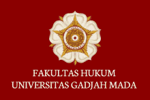 a logo for fakultas hukum universitas gadjah mada is on a red background