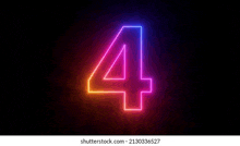 the number four is glowing in the dark with a rainbow of colors .