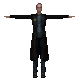 a 3d model of a man in a trench coat with his arms outstretched on a white background .