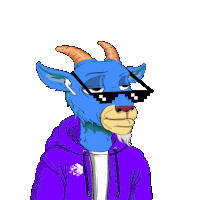 a cartoon of a goat wearing a purple hoodie and sunglasses