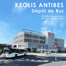 a large building with the words keolis antibes on the top