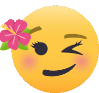 a smiley face with a pink flower on it