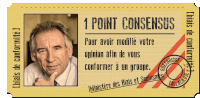 a ticket with a picture of a man and the words 1 point consentus