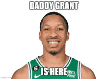 a picture of a basketball player with daddy grant written above him